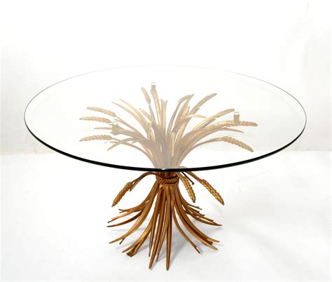 Gilt Iron Sheaf of Wheat Coco Chanel Side Drinks Table